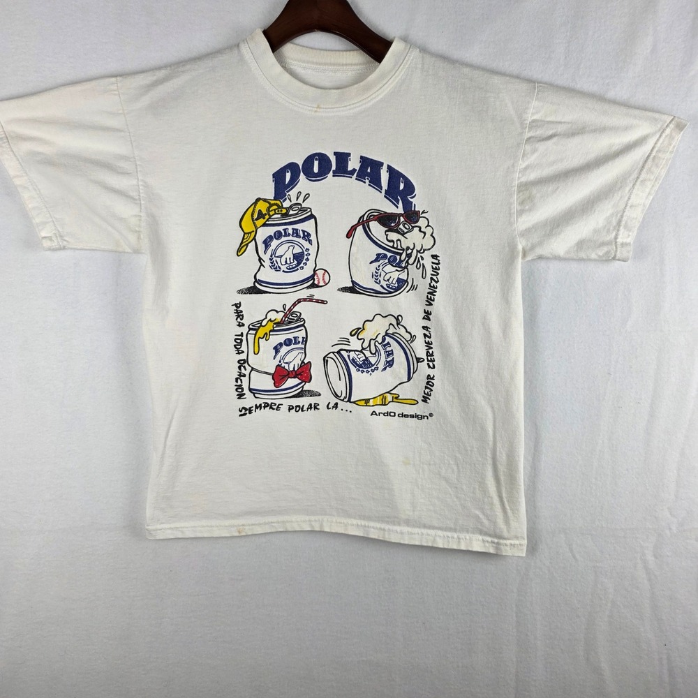 Vintage Polar Beer Venezuela ArDO Design Cartoon Graphic T-Shirt White